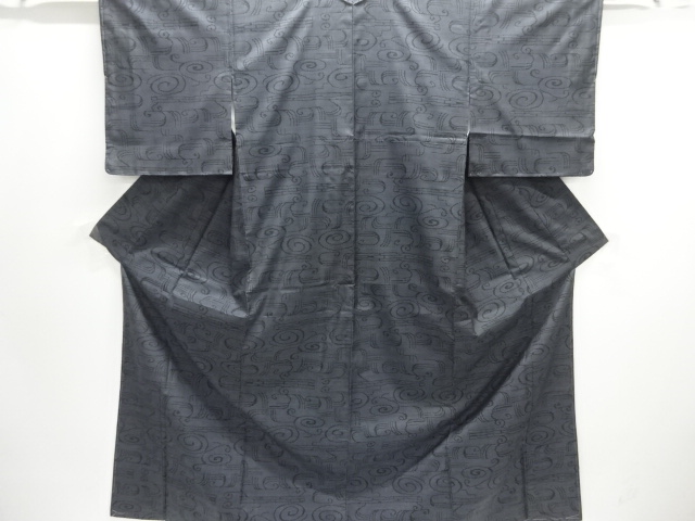 JAPANESE KIMONO / SILK / DORO OSHIMA TSUMUGI / WOVEN ABSTRACT PATTERN